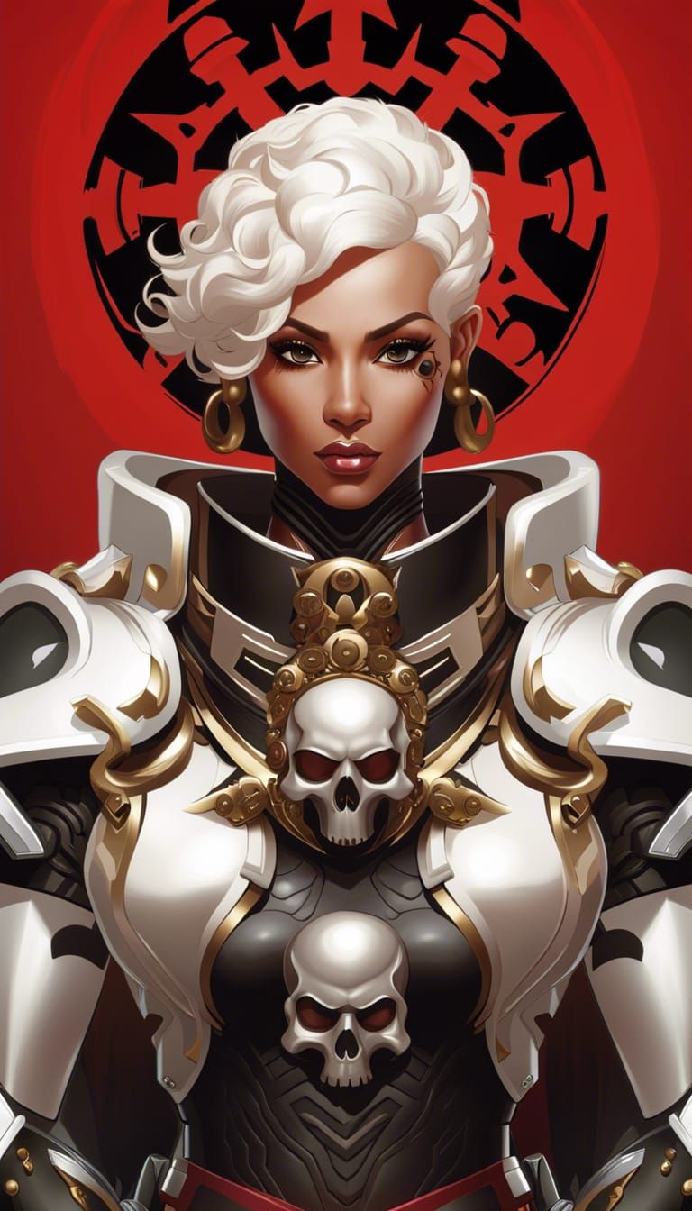 Woman in Sci-Fi Armor with Halo, Aetherpunk Art