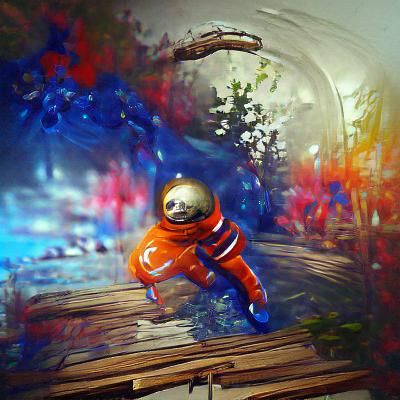 Astronaut Drifting Through a Colorful Nebula