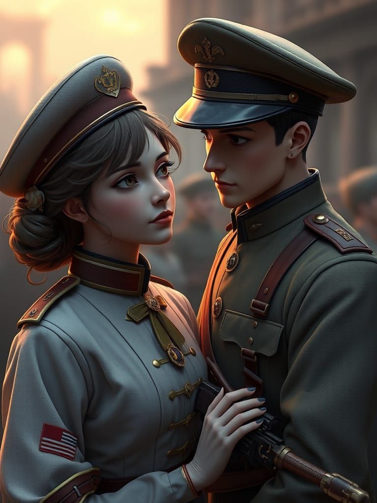WWI Nurse and Soldier Say Farewell in 3D Anime Art