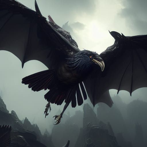 Zeus as Raven Dragon: Dark Fantasy Masterpiece