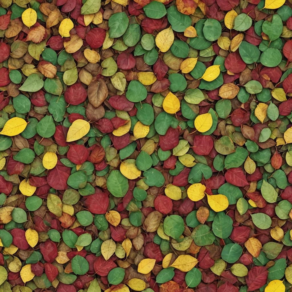 Detailed Close-Up of Colorful Falling Autumn Leaves