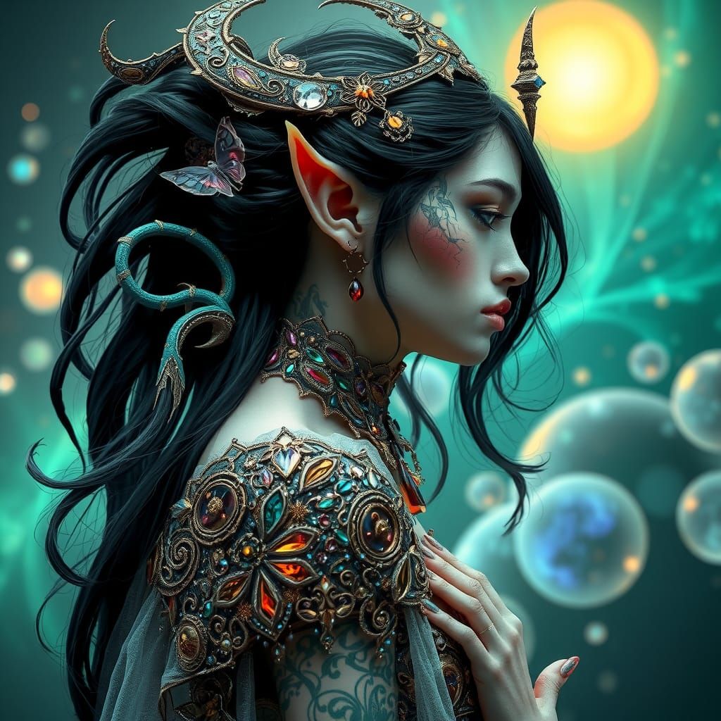 Iridescent Elven Goddess Portrait
