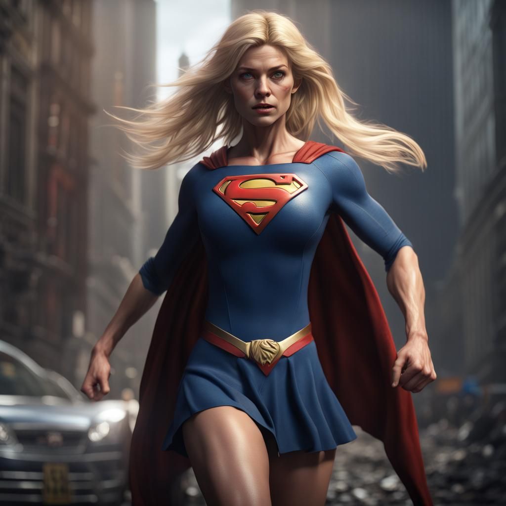 Blonde Werewolf Supergirl in Detailed Digital Painting