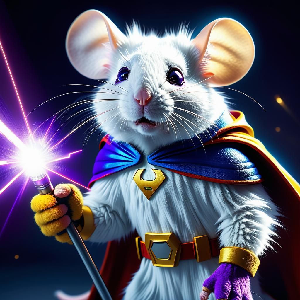 Hyper-Realistic Digital Art of a Furry Mouse in a Superhero....