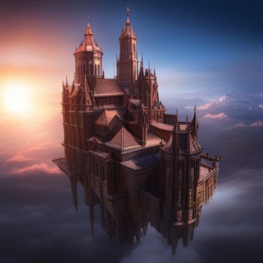 Floating Castle: Dark Fantasy Concept Art