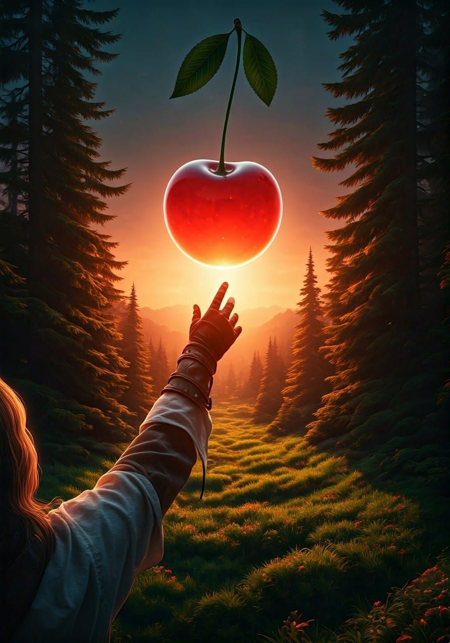 Dreamlike Sphere of Light in a Verdant Landscape