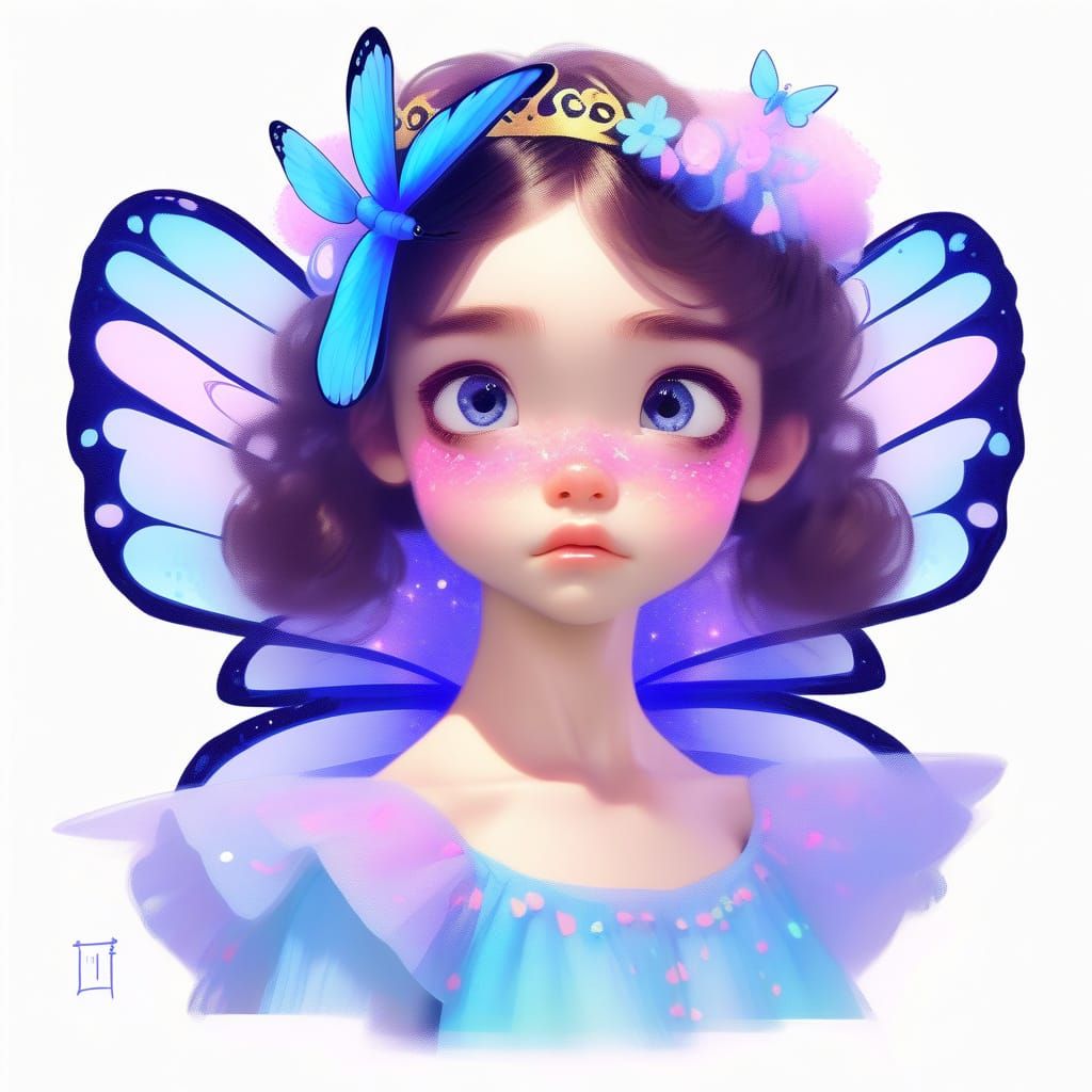 Anime Butterfly Princess in Impressionistic Style