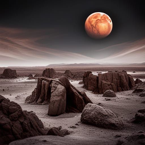 Post-Apocalyptic Mars in Retro Art Brut Style