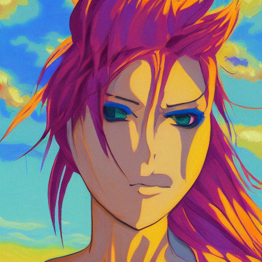 Anime-Inspired Girl Gives Thumbs Up on Sunset Beach in Fauvi...