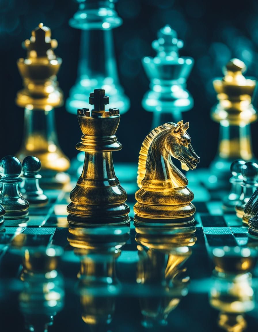 Magical Crystal Chess Game in Cinematic Style