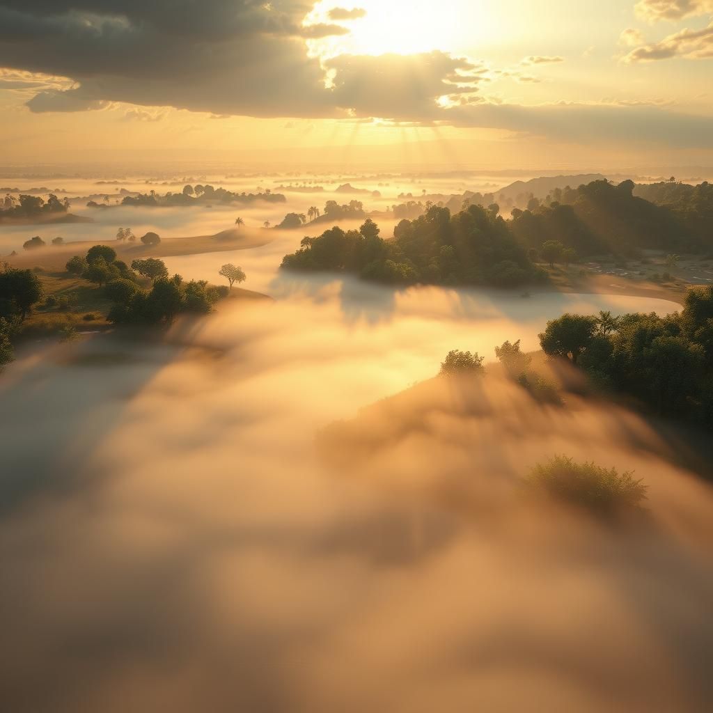 Dreamy Ebro Delta Landscape in Golden Light