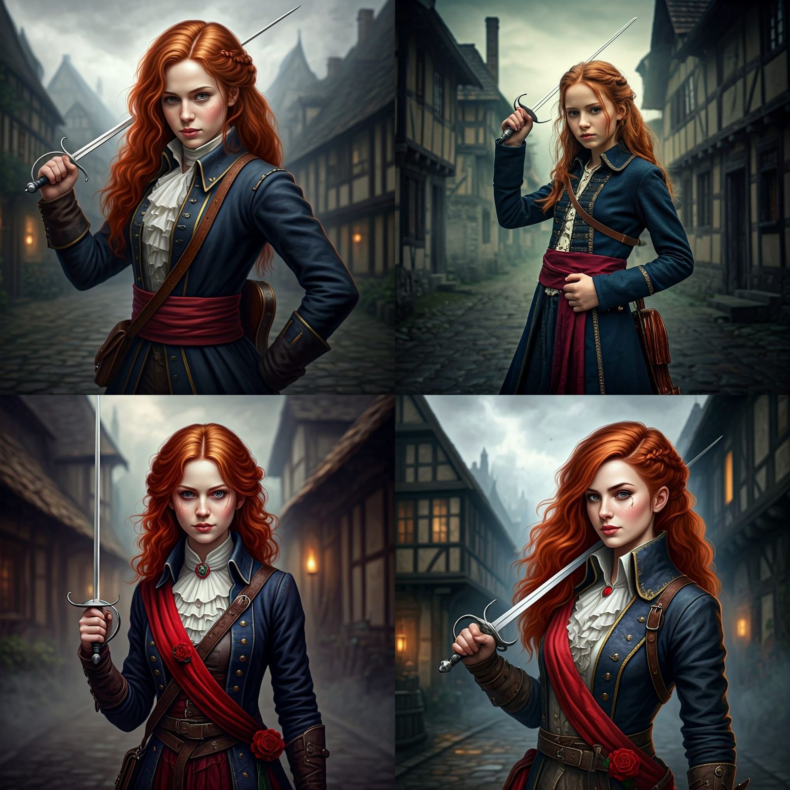 Confident Girl Duelist in Dark Fantasy World