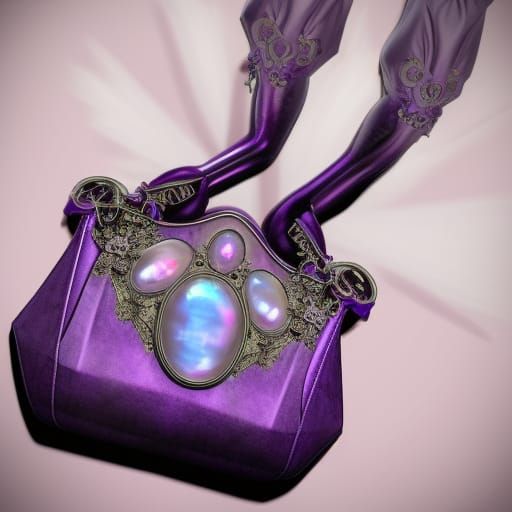 Ethereal purple gothic handbag with rainbow moonstones& gothic vibes& ethereal vibes& dark fantasy vibes& beautiful craf...