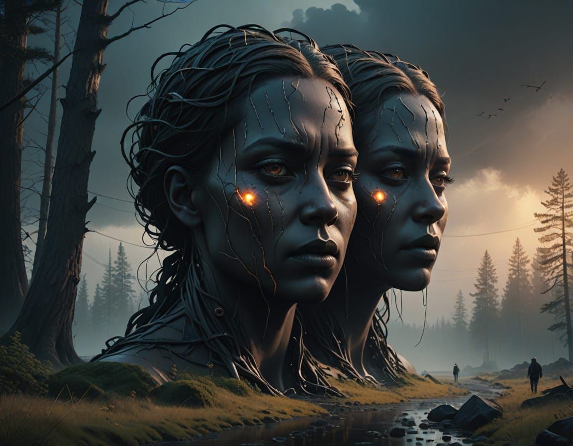 Surreal Faces Emerge from Textured Wall in Epic Cinematic St...