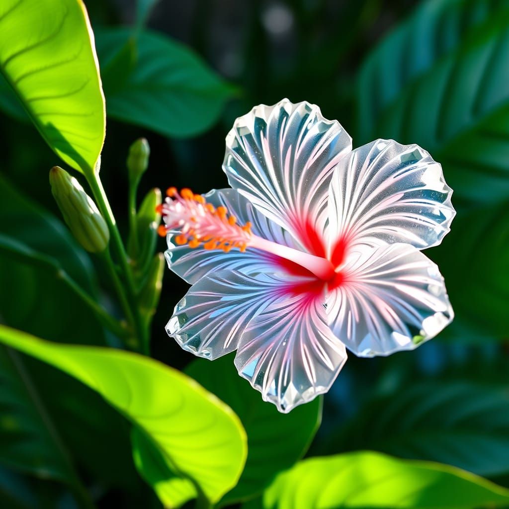 Crystal Hibiscus in Art Nouveau Style