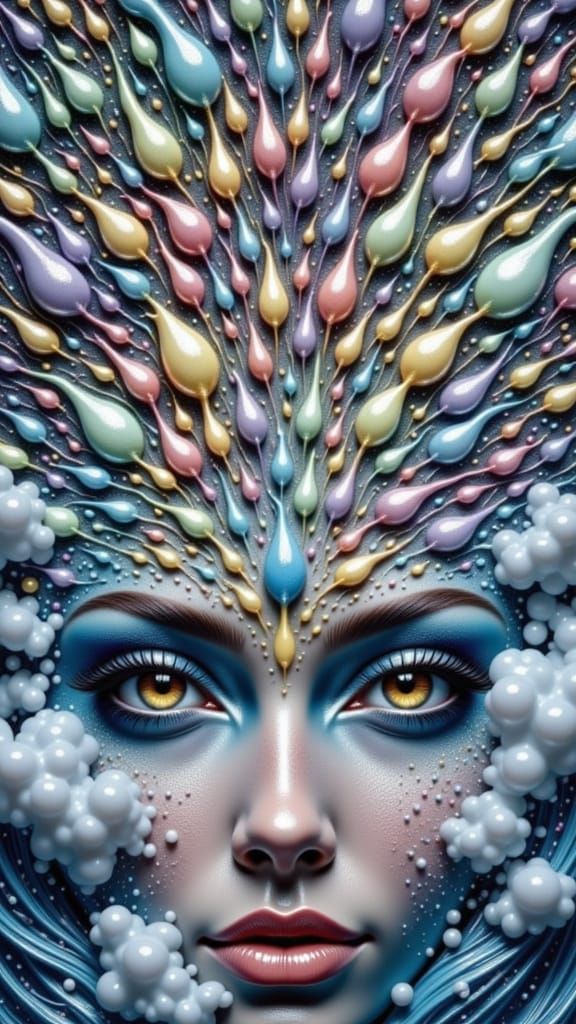 Ethereal Water Goddess with Rainbow Hair