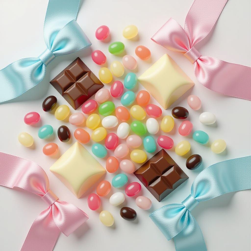 Vibrant Jellybeans and Oversized Chocolate Drops with Silk R...
