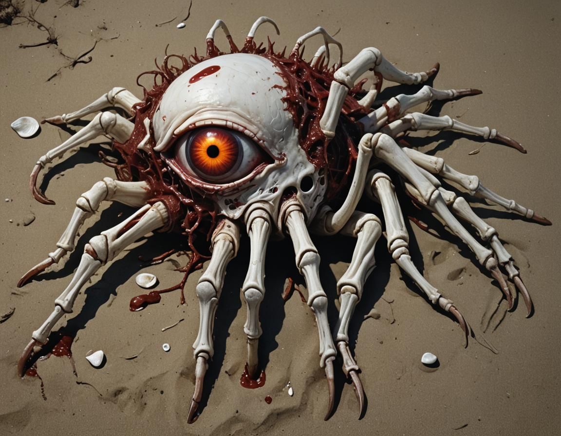 Lovecraftian Horror: Giant Insectoid Carcass on Beach