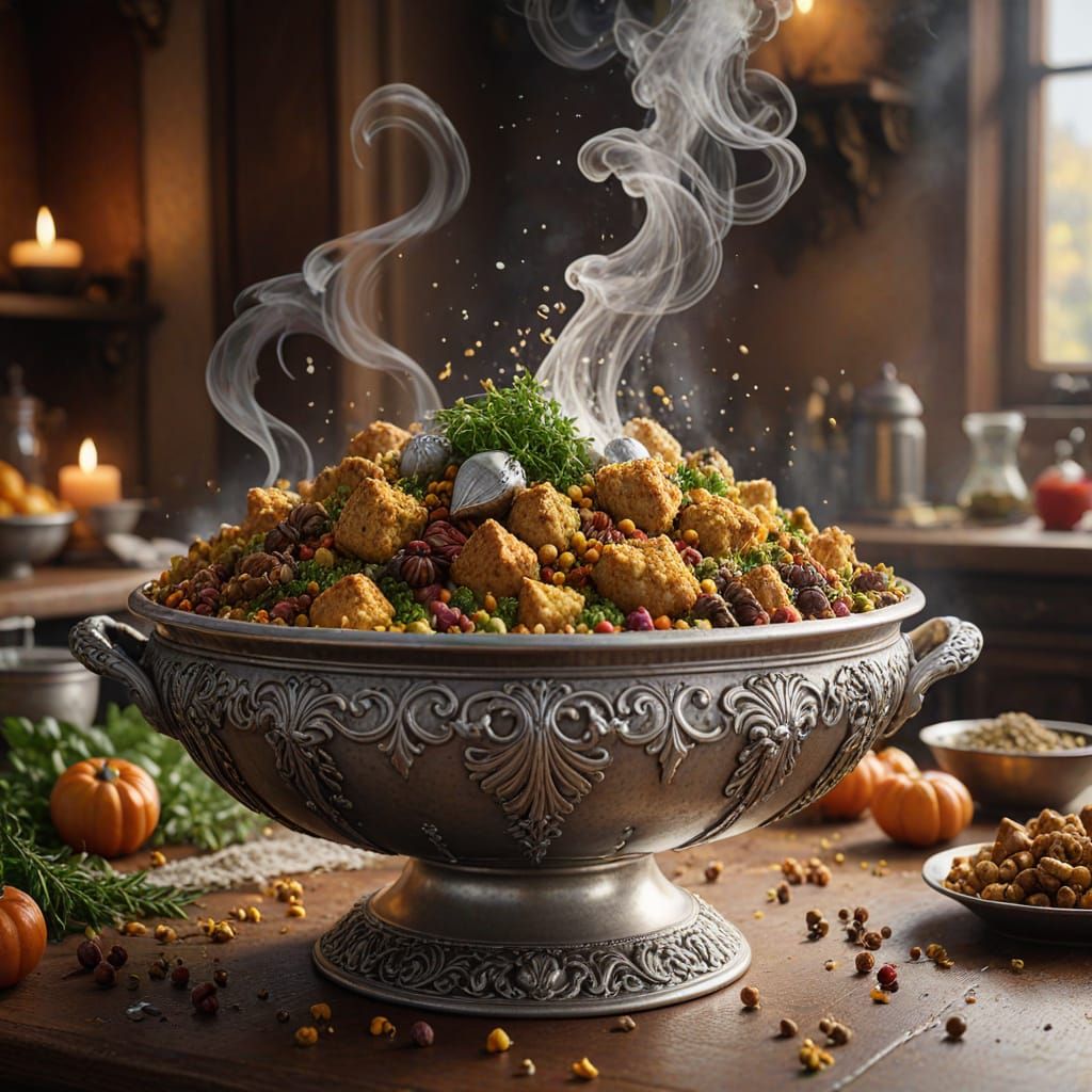 Whimsical Golden Stuffing Concept Art