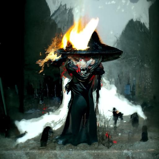 Sinister Witch Burning Inspired by Greg Rutkowski