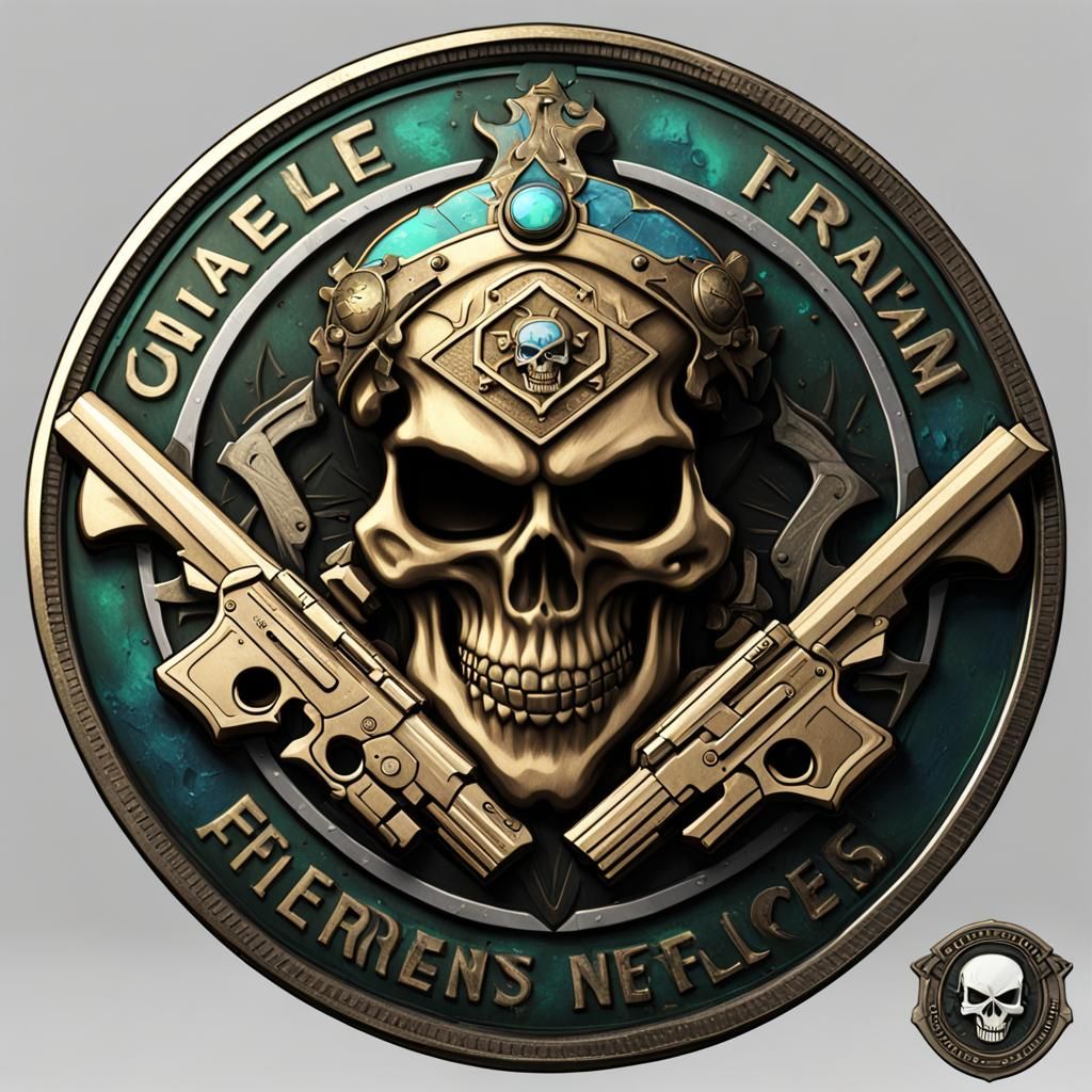 Firearms Team Challenge Coin with Skull Jester Logo