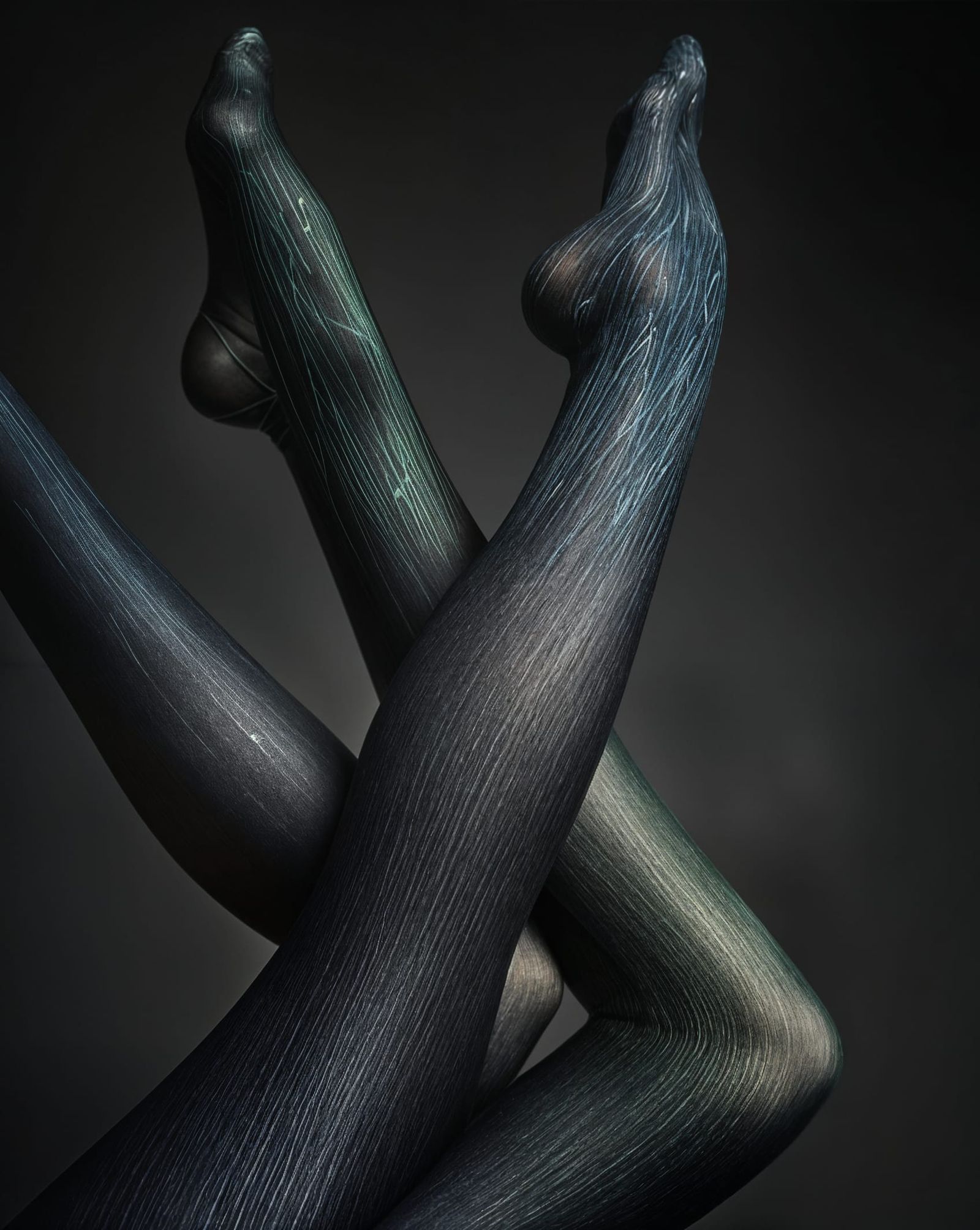 Elegant Legs Entwined in Vibrant Tights: Fine Art Photograph...