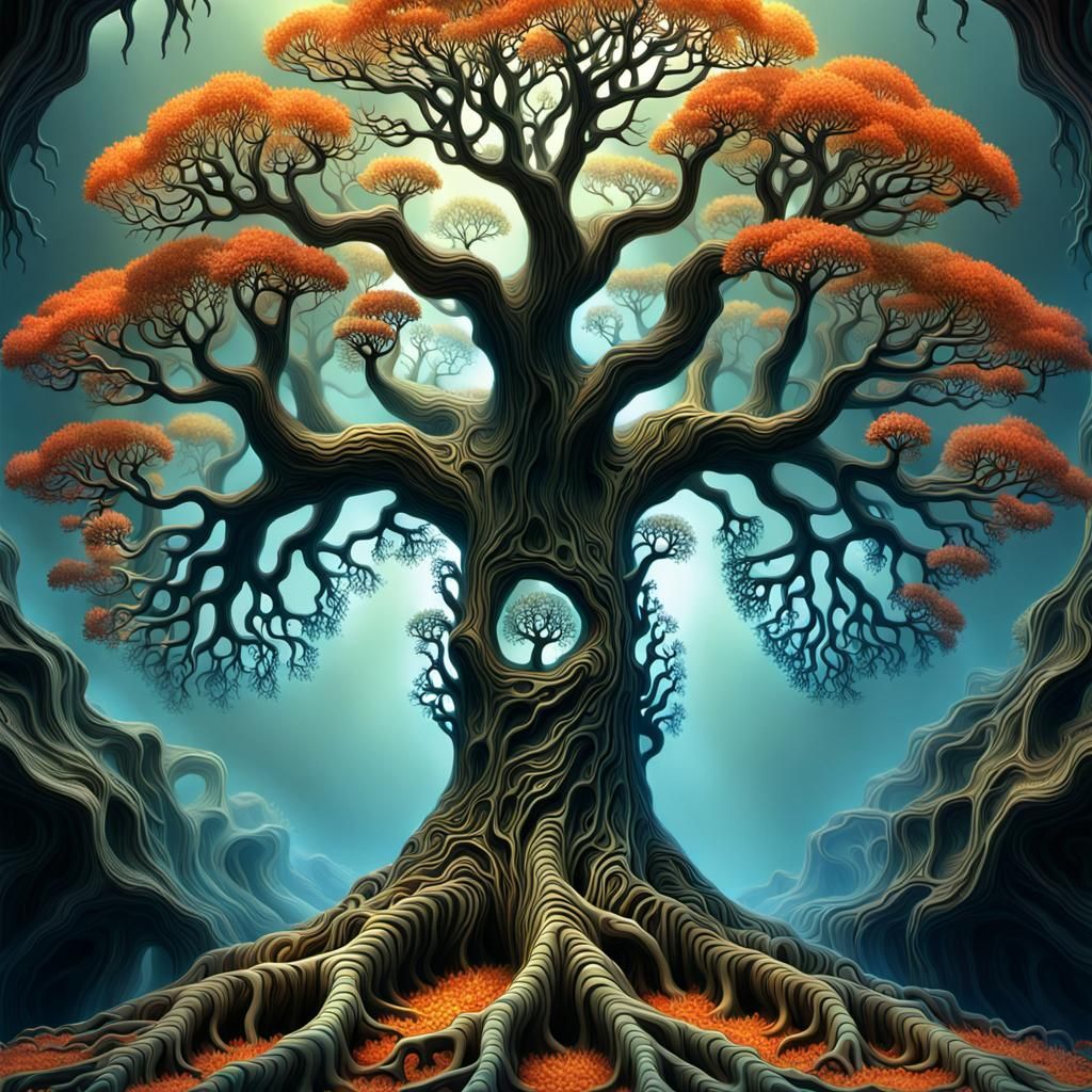 Surreal Fractal Tree of Hands and Arms
