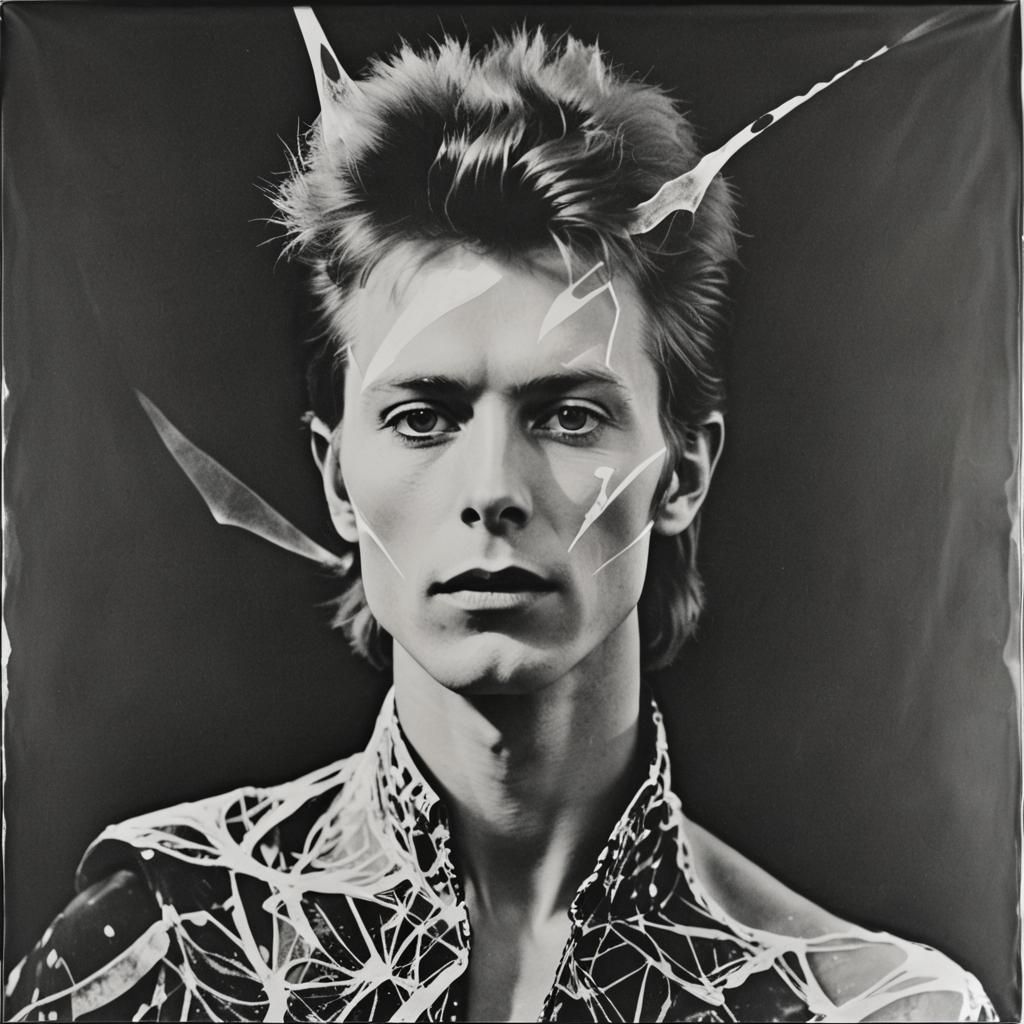 Abstract Black and White Photogram with Solarization