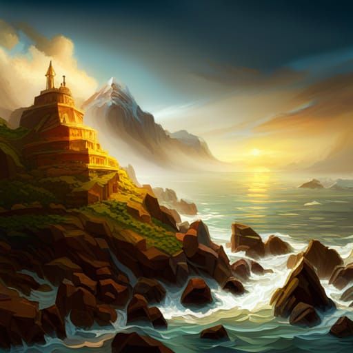 Poseidon Concept Art in Post-Impressionism Style