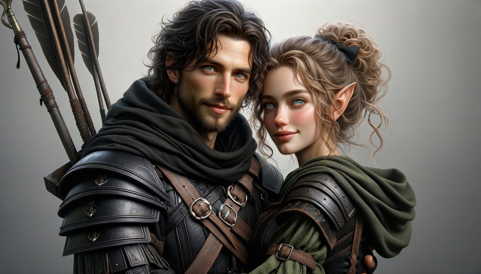 Ranger and Elf Girl Companionship in Leather Armor