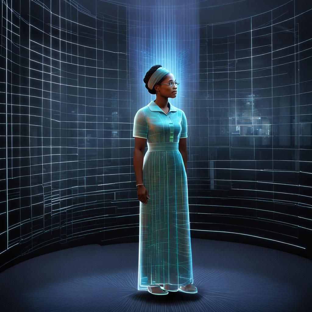 full body hologram of leader rosa parks.
