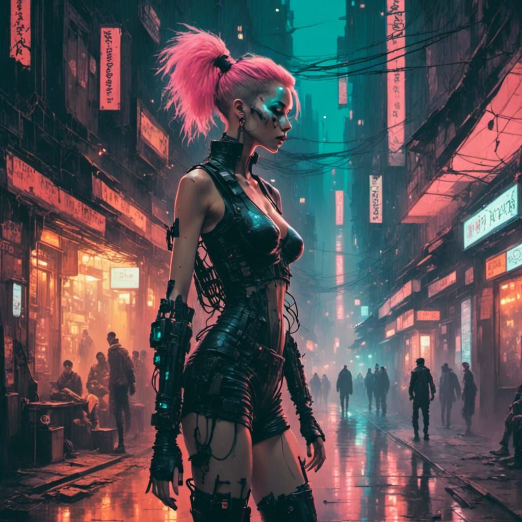 Cyberpunk Punk Portrait in a Dingy Alleyway