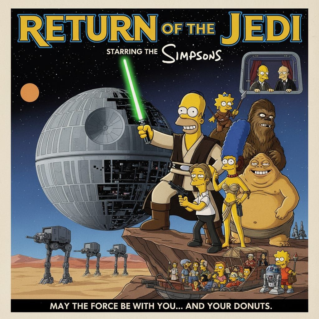 The Simpsons Star in Return of the Jedi Movie Poster