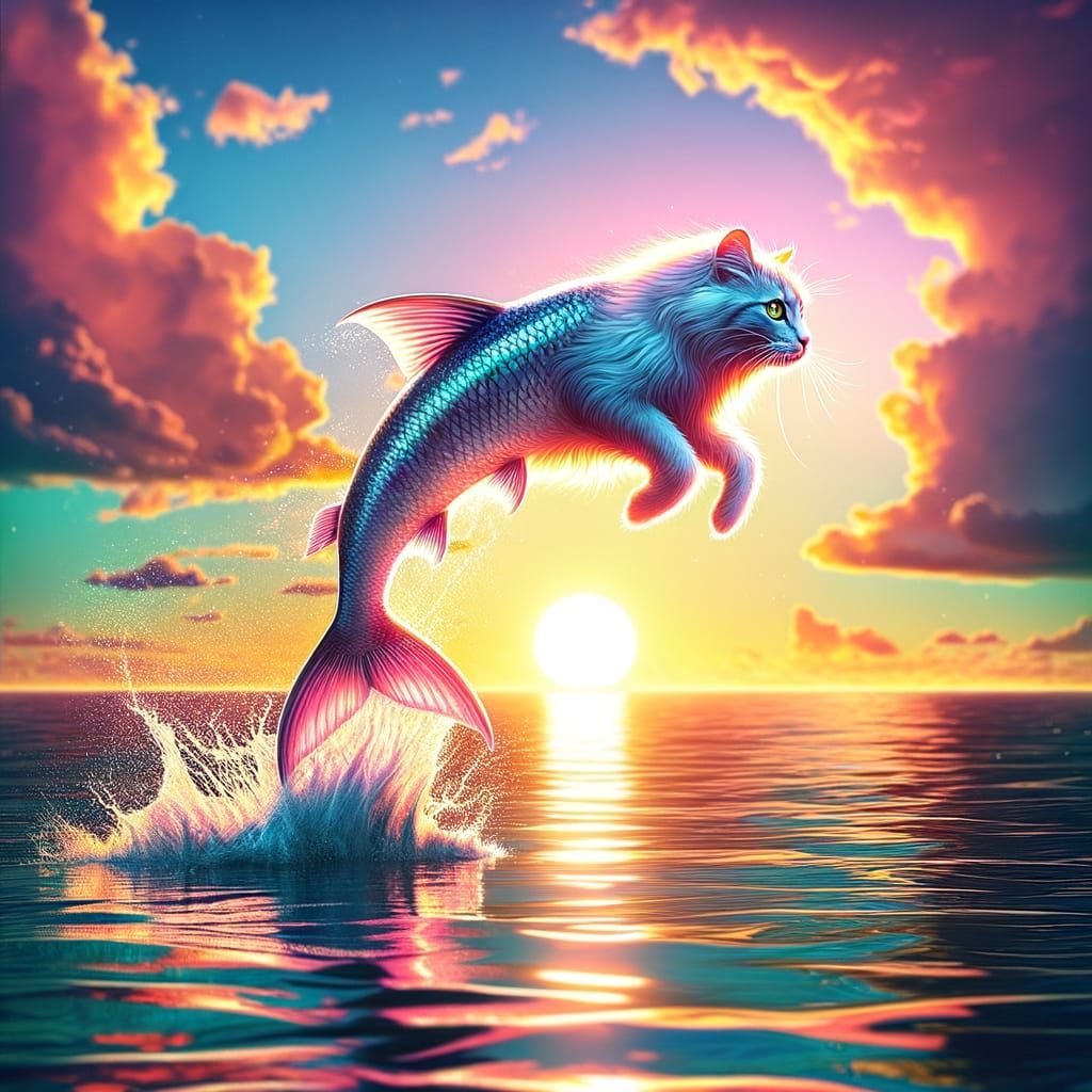 Feline-Piscine Hybrid Leaps from Ocean