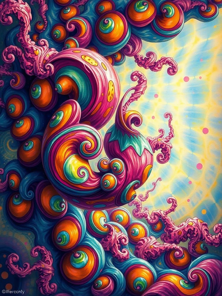 Abstract Fruit Characters in Neo-Impressionist Style