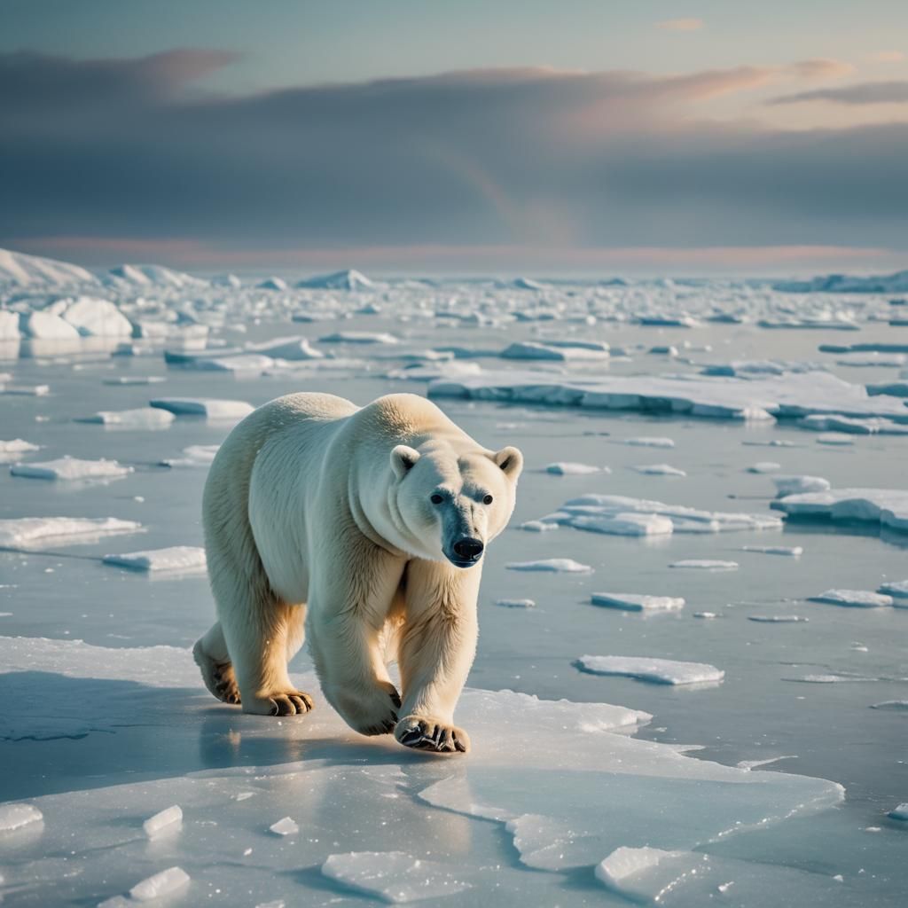 Majestic Polar Bear on Arctic Ice