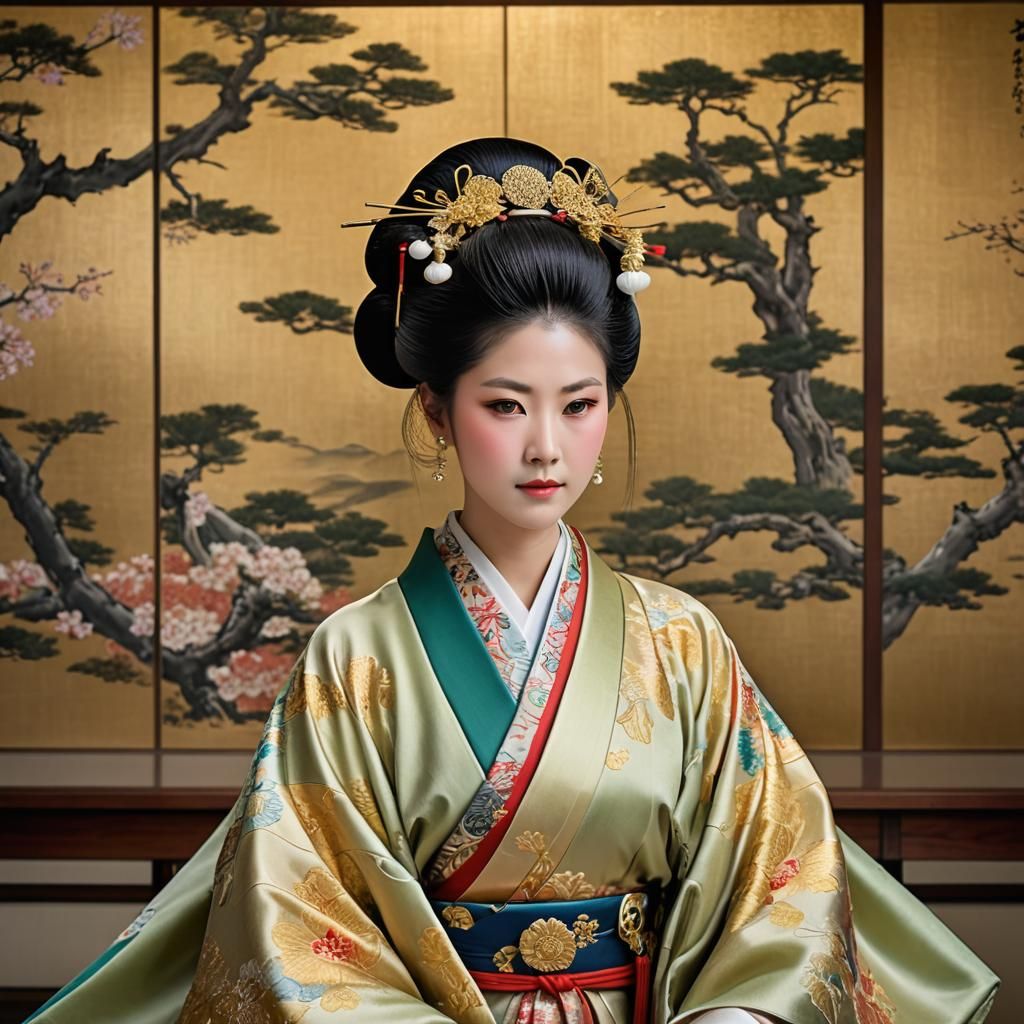 Japanese Empress in Heian Period Palace