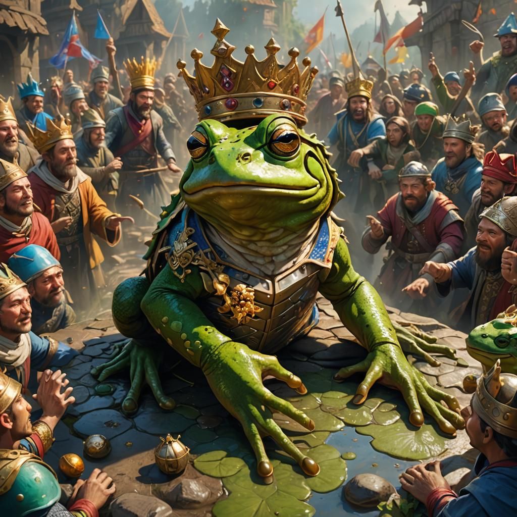 Frog King Rules: Hyperrealistic Splash Art