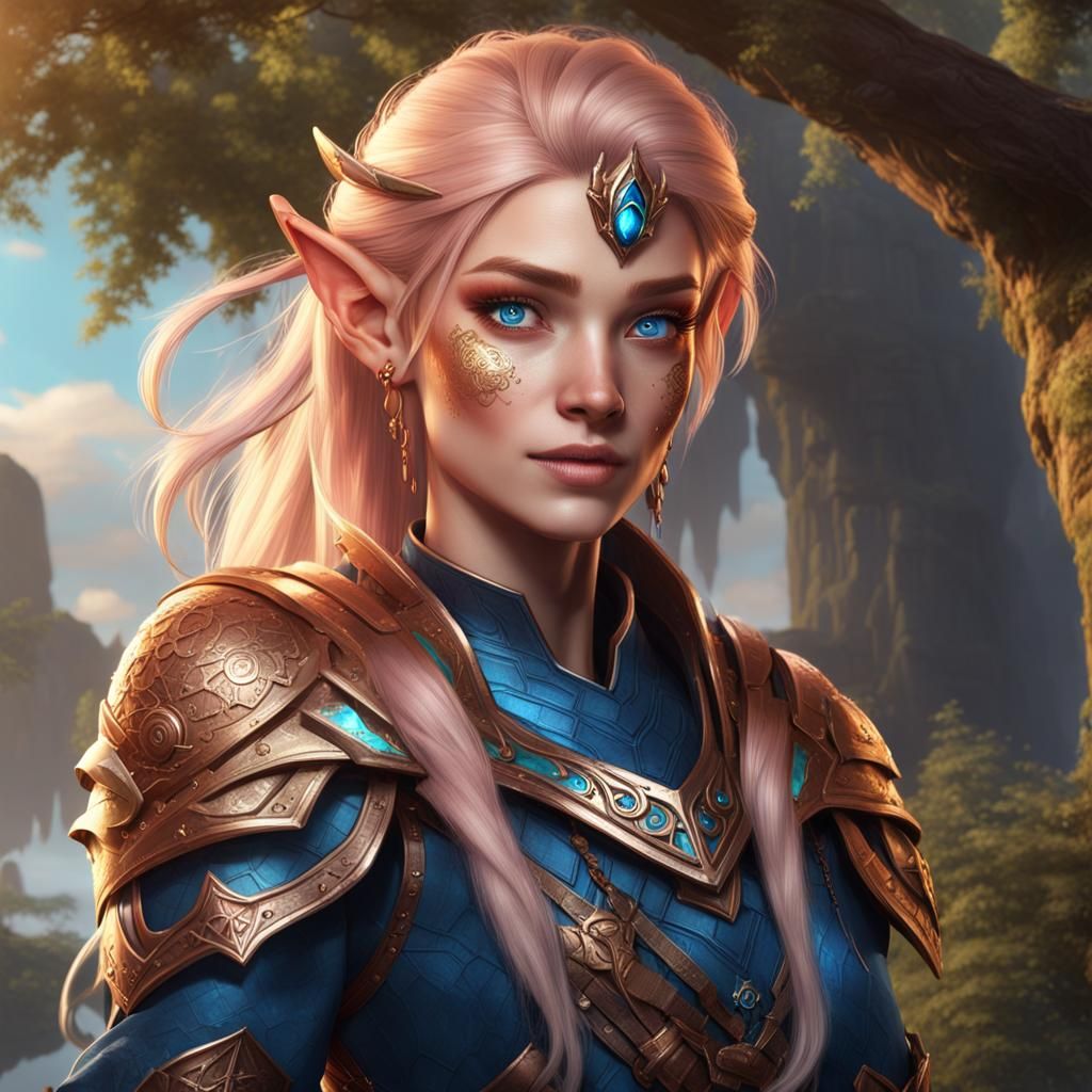 Celestial Half-Elf Character Art in Fantasy Style