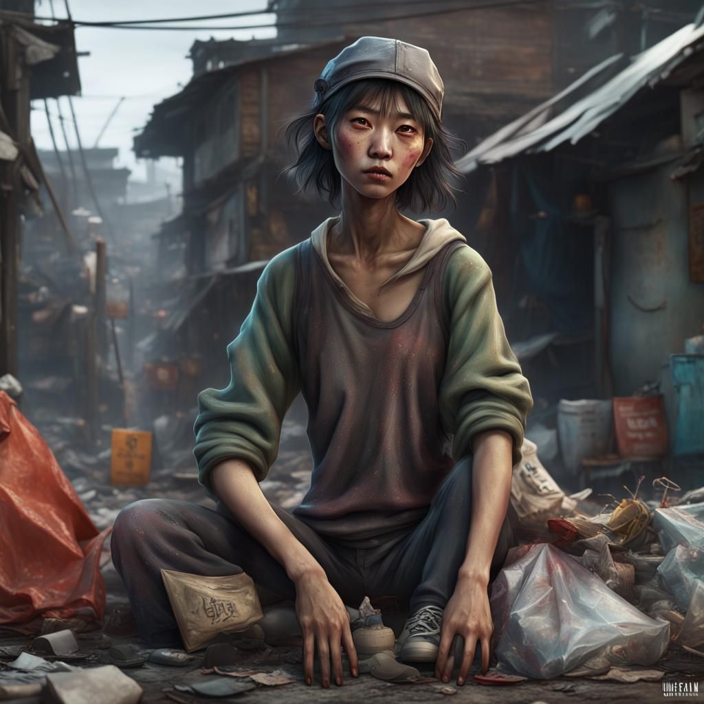 Detailed Matte Painting of a Korean Girl