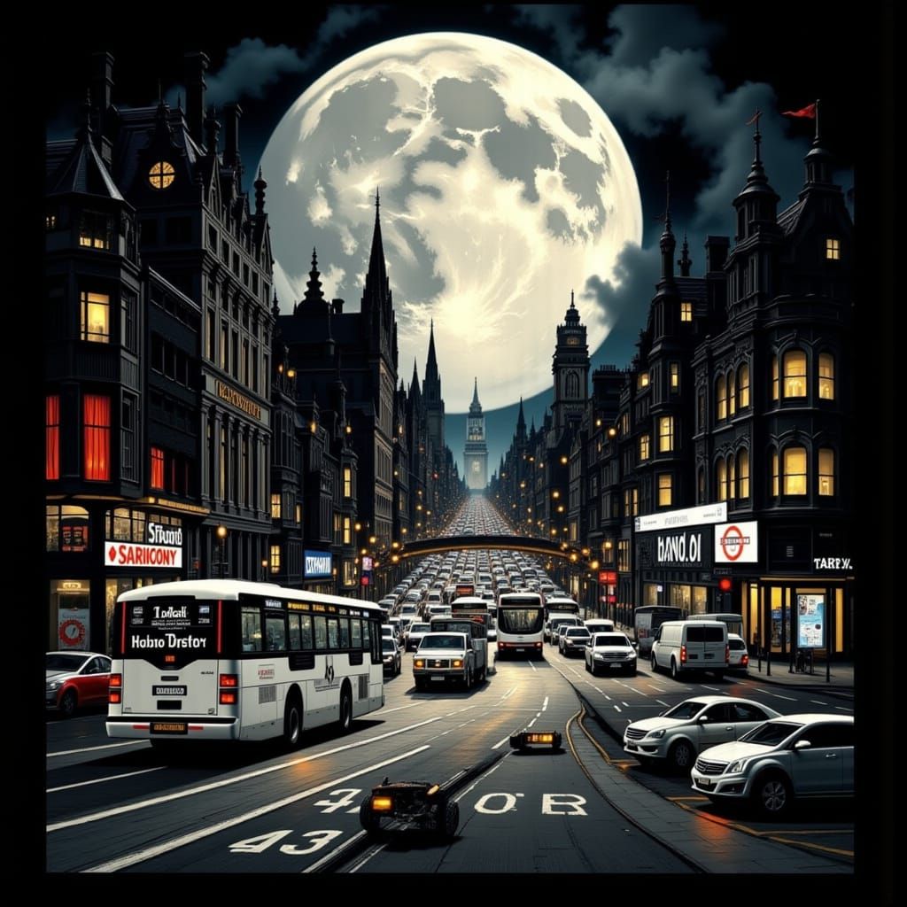 London's Central District Under Moonlight in Photorealistic ...