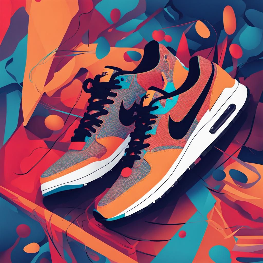 Abstract Art Nike Sneakers with Complementary Colors