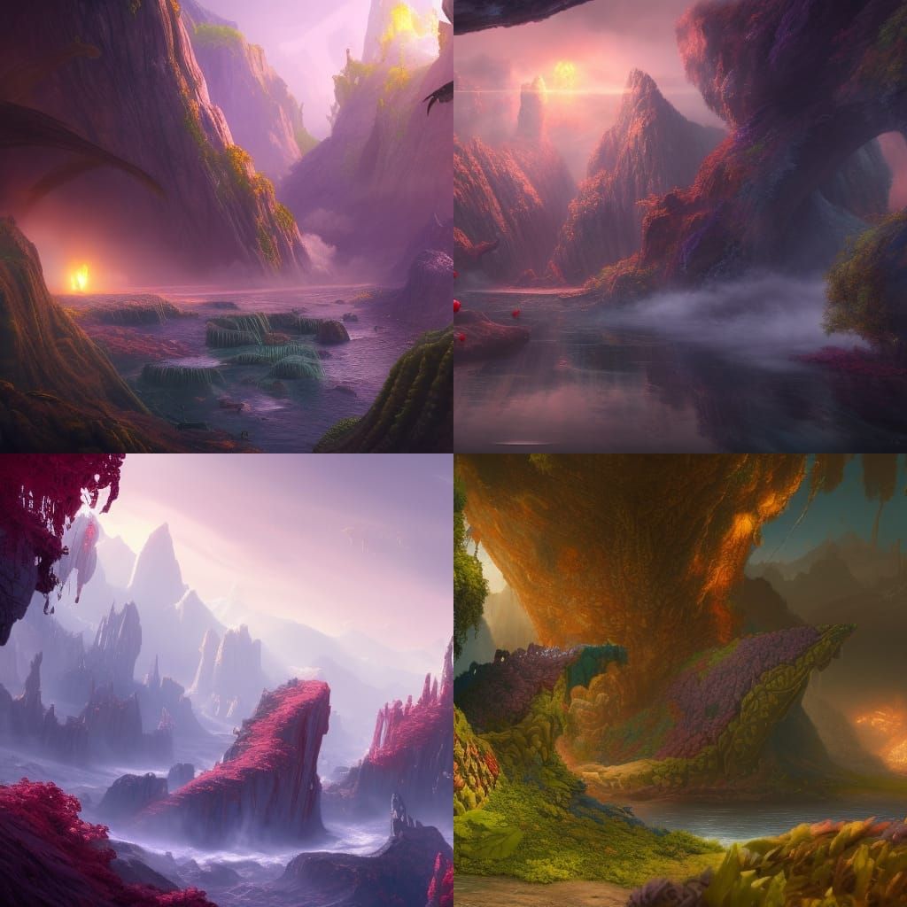 Fantastical Matte Painting with Deep Color and Intricate Det...