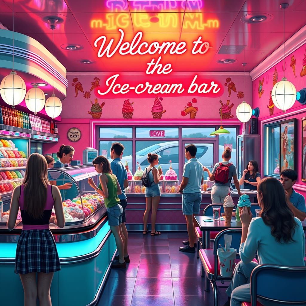 Vibrant 50's Diner and Gelato Ice Cream Parlor