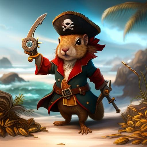 Pirate Squirrel Concept Art in Detailed Matte Painting