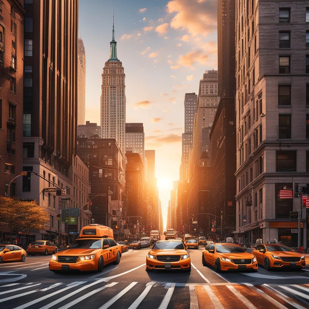 Realistic Photo of New York City at Sunset