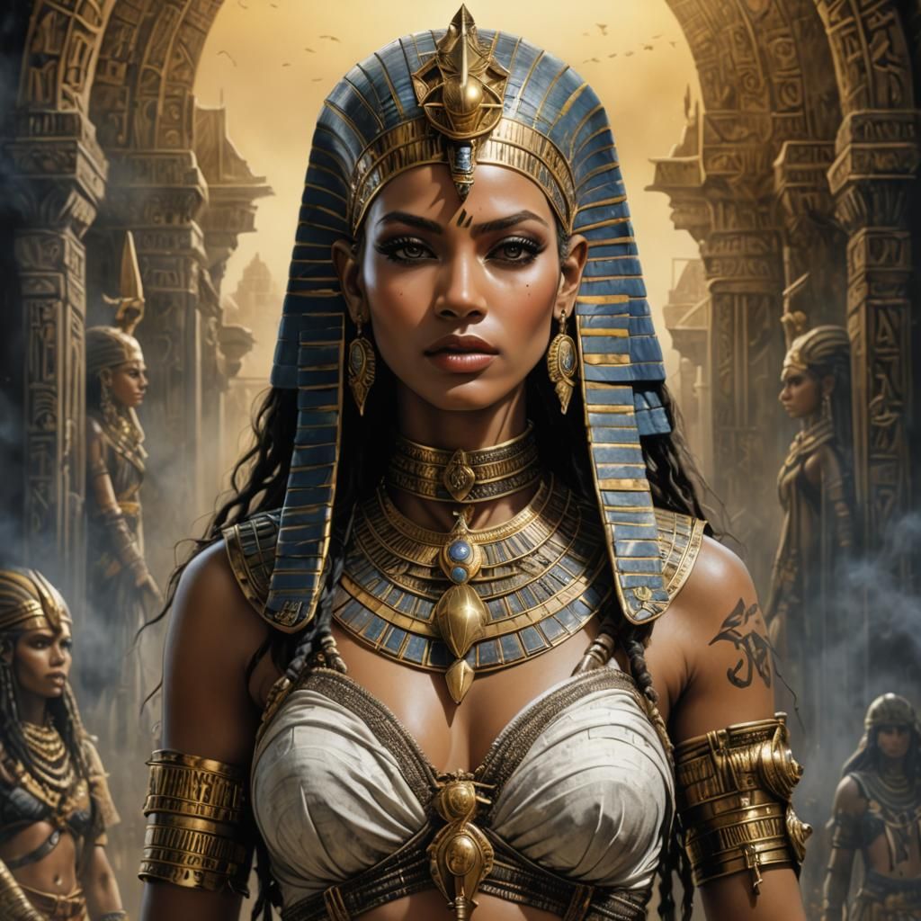 Hyperrealistic Pharaoh Portrait in Detailed Fantasy Art