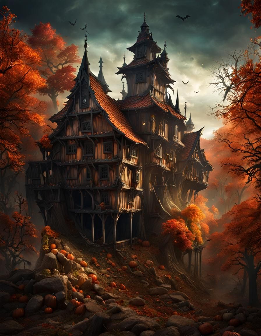 Haunted Medieval Village in Foreboding Forest