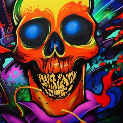 Magic Skeleton Graffiti Art in Ultra Quality
