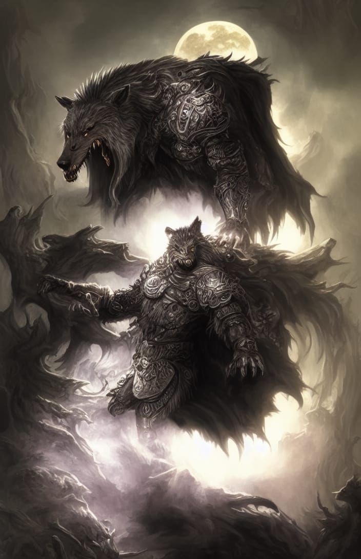 Mystical Werewolf Lord in Dark Armor